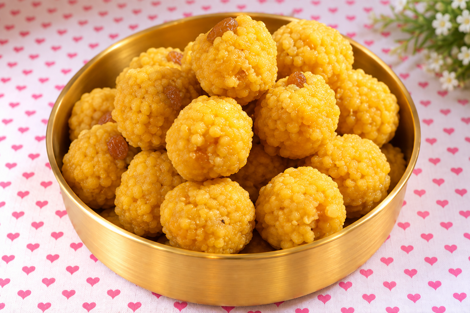 Golden Ladoos with Raisins